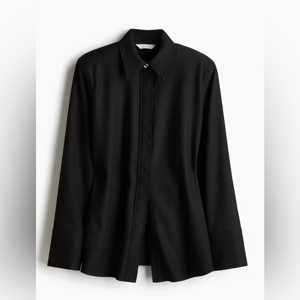 H&M Black Button Down with Shoulder Pads